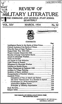THE RUSSO-POLISH WAR 1919·1920. NONCRITICAL AND CRITICAL VIEWS - REVIEW OF MILITARY LITERATURE vol. XIV March 1934 No. 52 